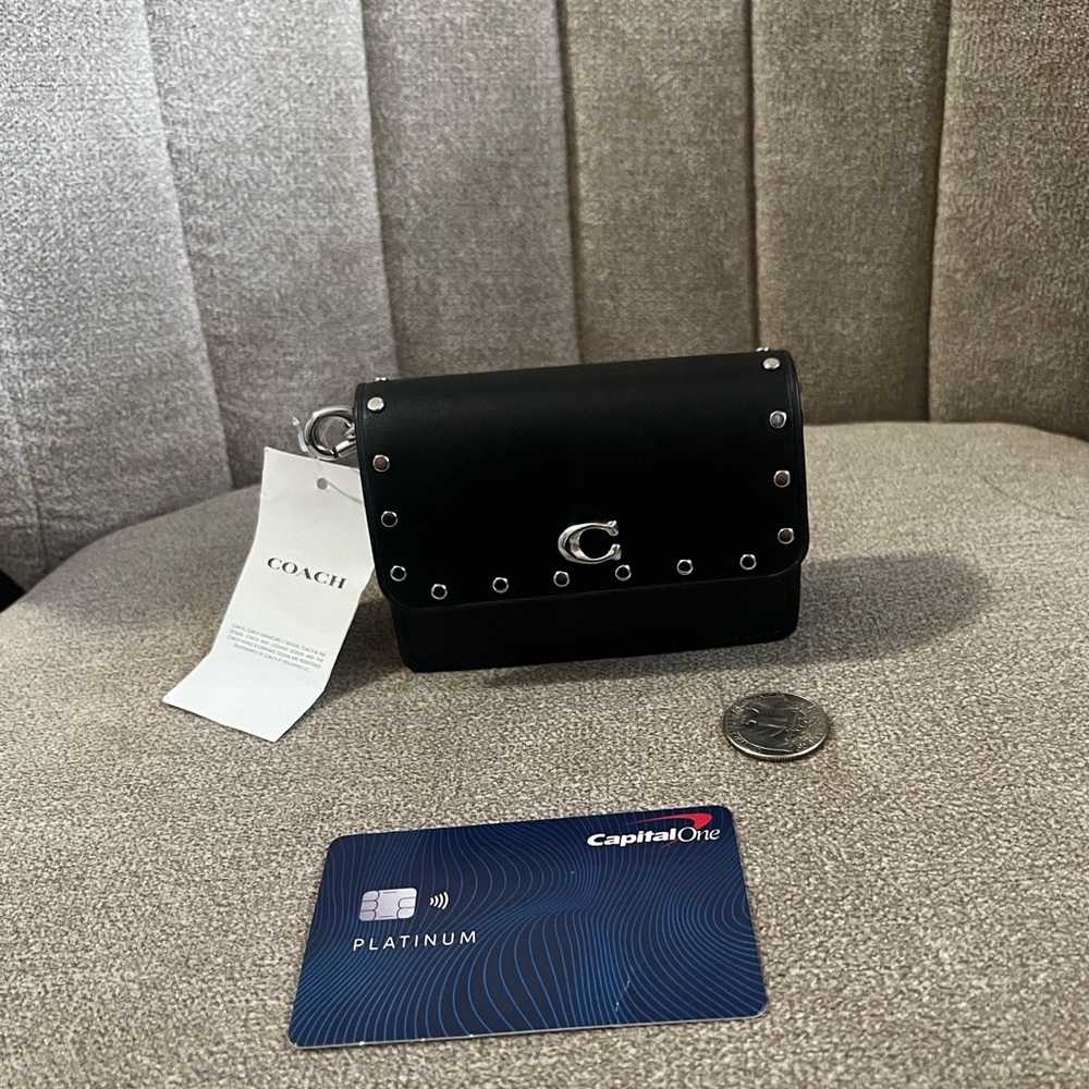 Coach mini card case bag with crossbody chain